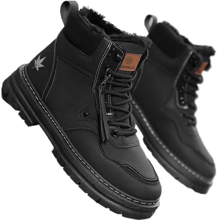 

Мужские водонепроницаемые зимние ботинки с утеплителем, теплой подкладкой для холодной погоды, нескользящие для походов и активного отдыха на улице Hhhchpm, черный