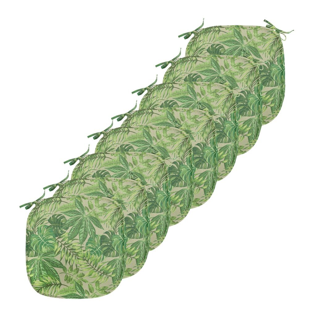 

Подушка для обеденного стула ABAKUHAUS Green Leaf, Fresh Jungle Aloha, декоративная водонепроницаемая подушка с ремнями для кухонных сидений, 40 см x 40 см — упаковка из 8 шт., цвет Apple Green Fern Green, зеленый