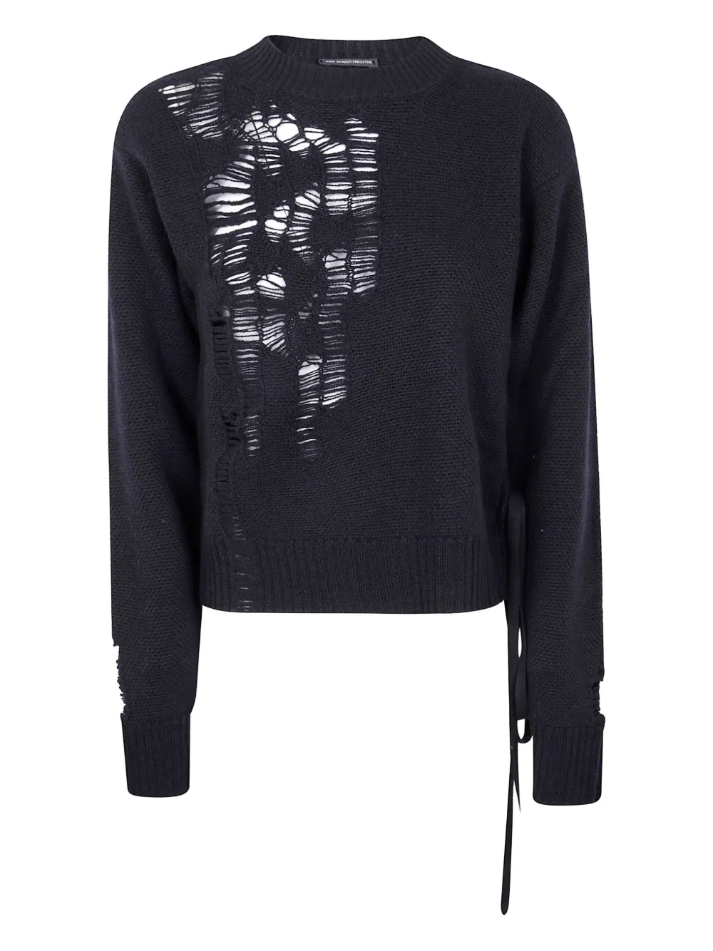 

Шерстяной свитер с эффектом потертости Ann Demeulemeester, черный