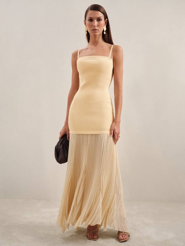 

Платье Milana с вязаными вставками и плиссировкой Reiss, Yellow