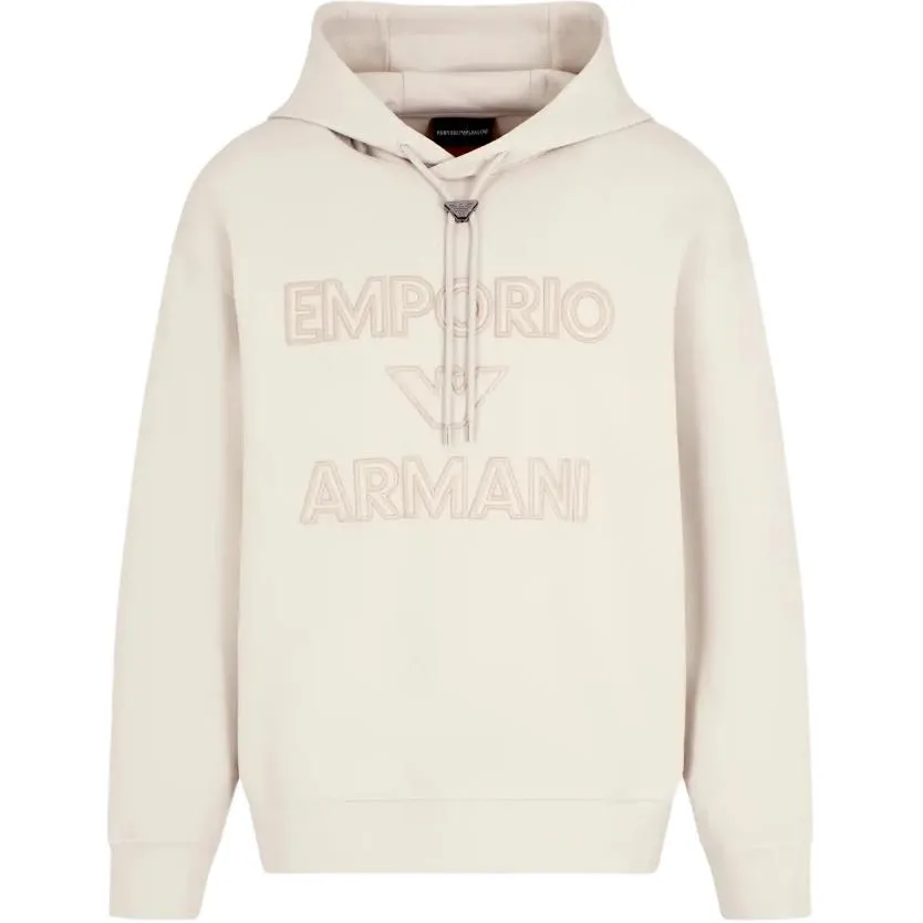 Худи с лого-патчем и шнурком EMPORIO ARMANI, бежевый apricot