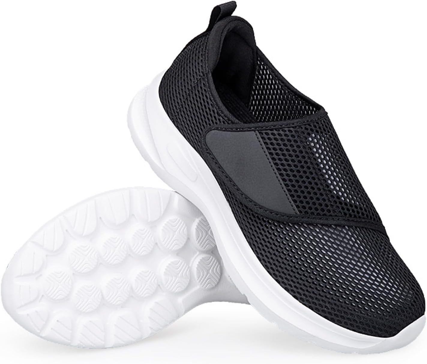 

Мужские сетчатые повседневные спортивные кроссовки для ходьбы с застежкой-липучкой, удобным округлым носком, мягкой подошвой, ультралегкие, дышащие, амортизирующие беговые кроссовки Glbdu, черный