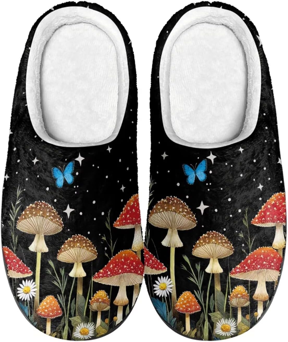 

Уютные тапочки, мягкие и удобные, с нескользящей подошвой, для женщин и мужчин, домашняя обувь, обувь для спальни Cadowhimsy, Star Mushroom Daisy Butterfly