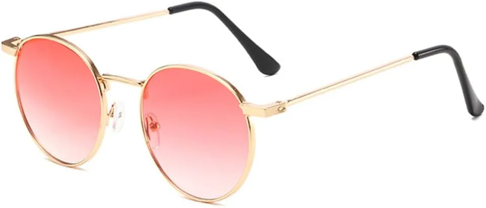 

Солнцезащитные очки LVTFCO Retro Classic Round Men Metal Frame Fashion Clear Ocean Gradient Lens Shades UV400 Women Punk Sun Glasses, Golden Pink Gradient