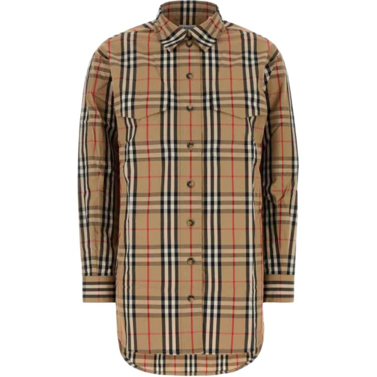Рубашка Burberry в клетку, женская, коричневый — фото 3