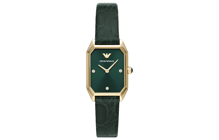 

EMPORIO ARMANI Женские часы кварцевый механизм кожаный ремешок зеленый циферблат