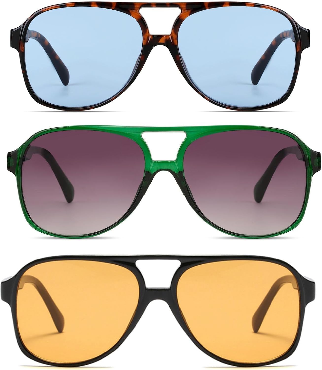 

Солнцезащитные очки Freckles Mark в винтажном стиле ретро 70-х годов для женщин и мужчин, классические большие квадратные очки-авиаторы, модные очки, 3: Yellow & Blue & Green