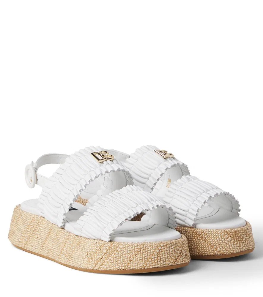Сандалии DG из кожи с драпировкой Dolce&Gabbana Kids, белый