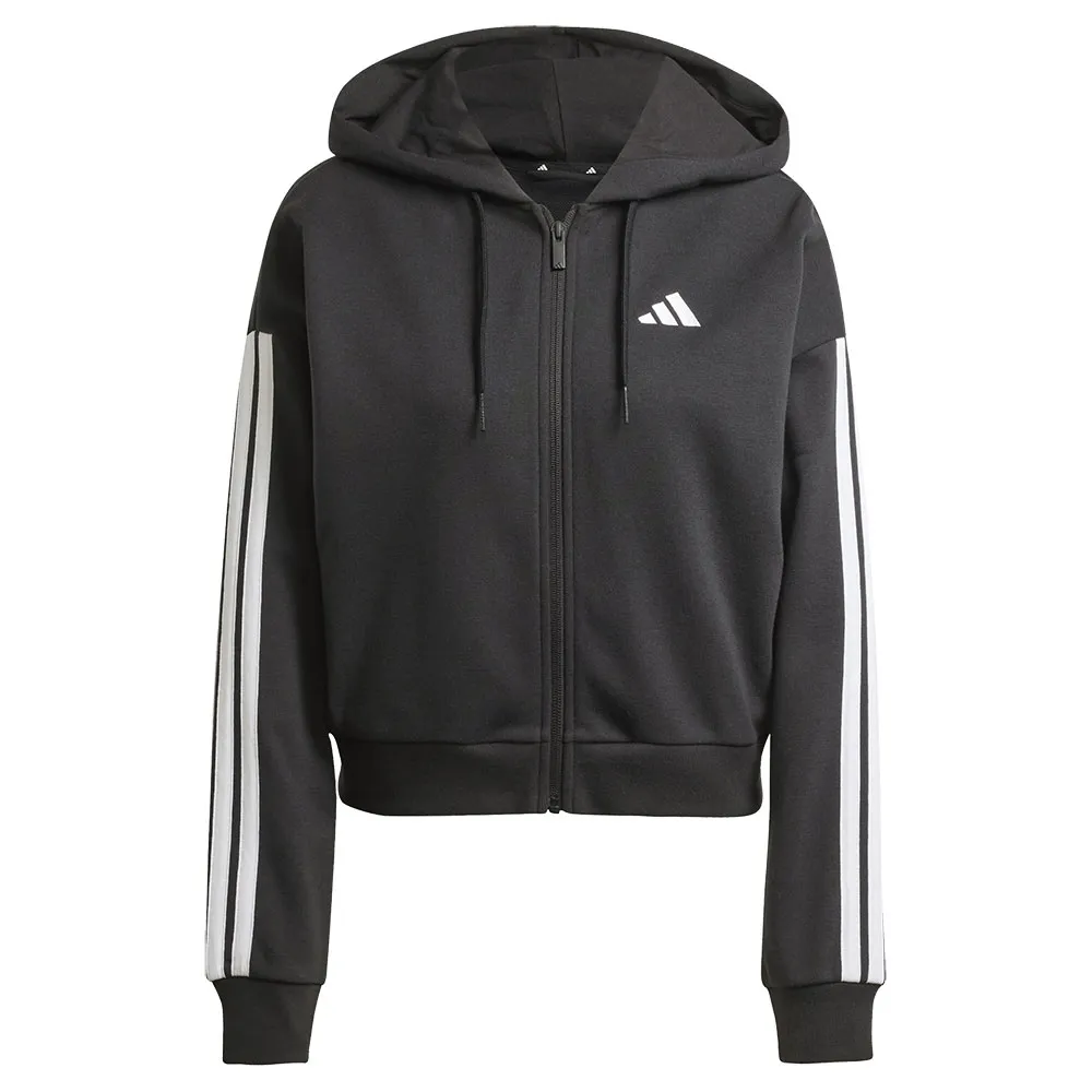 Толстовка adidas Essentials 3 Stripes French Terry full zip, черный — фото 3