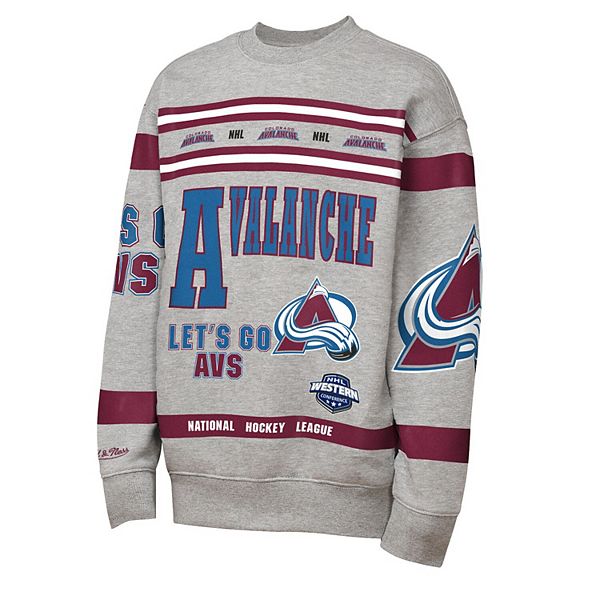 Флисовая толстовка Youth heather gray с принтом Colorado Avalanche Mitchell & Ness — фото 3