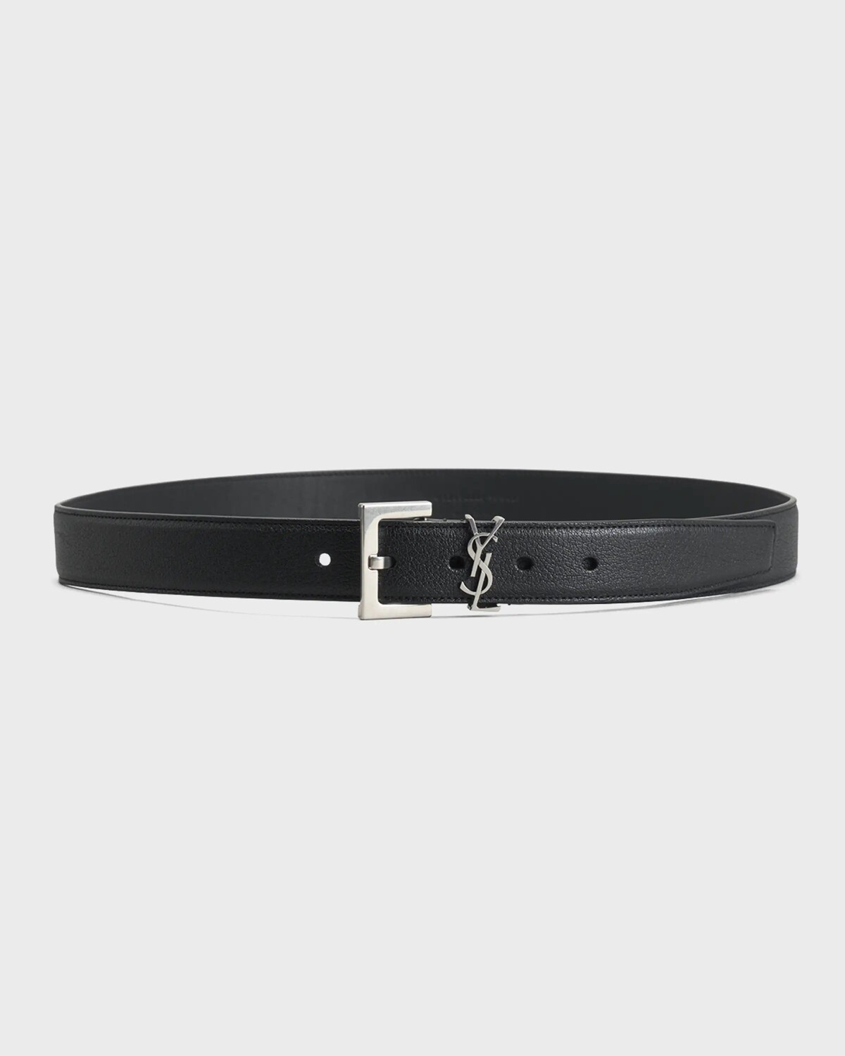 

Кожаный ремень YSL Cintura Box Saint Laurent, черный/серебряный