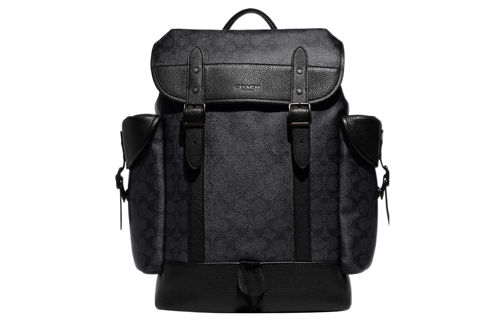 

COACH Мужские холщовые тубы Hitch с кожаным рюкзаком, черные