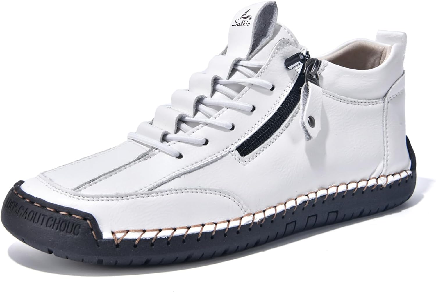 

Мужские кожаные лоферы с противоскользящей подошвой, легкие, дышащие, без шнурков, для прогулок, офиса и путешествий Zhoupulp, белый