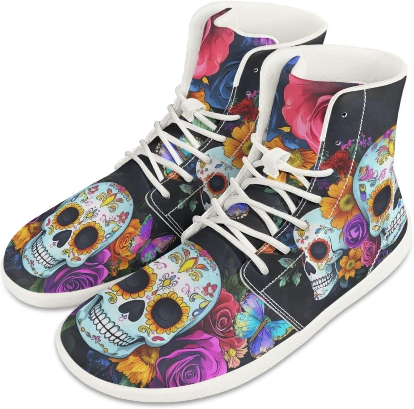 

Мужские минималистичные кроссовки Jeiento, обувь-босоножки с черепом, ботинки с широкой носочной частью, кроссовки для бега, легкие спортивные кроссовки, рабочая обувь для плоской стопы, Butterfly and Sugar Skull