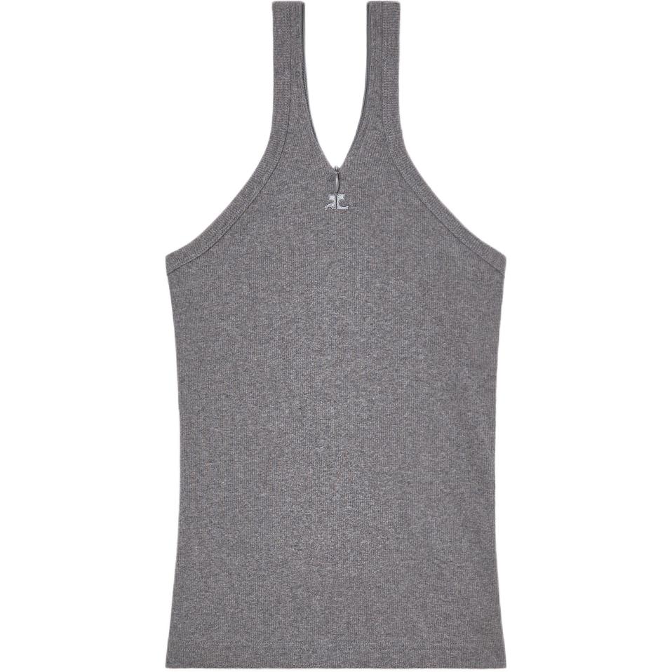 

Застёгивающаяся на молнию майка без рукавов с рельефными полосками COURREGES, темно-серый