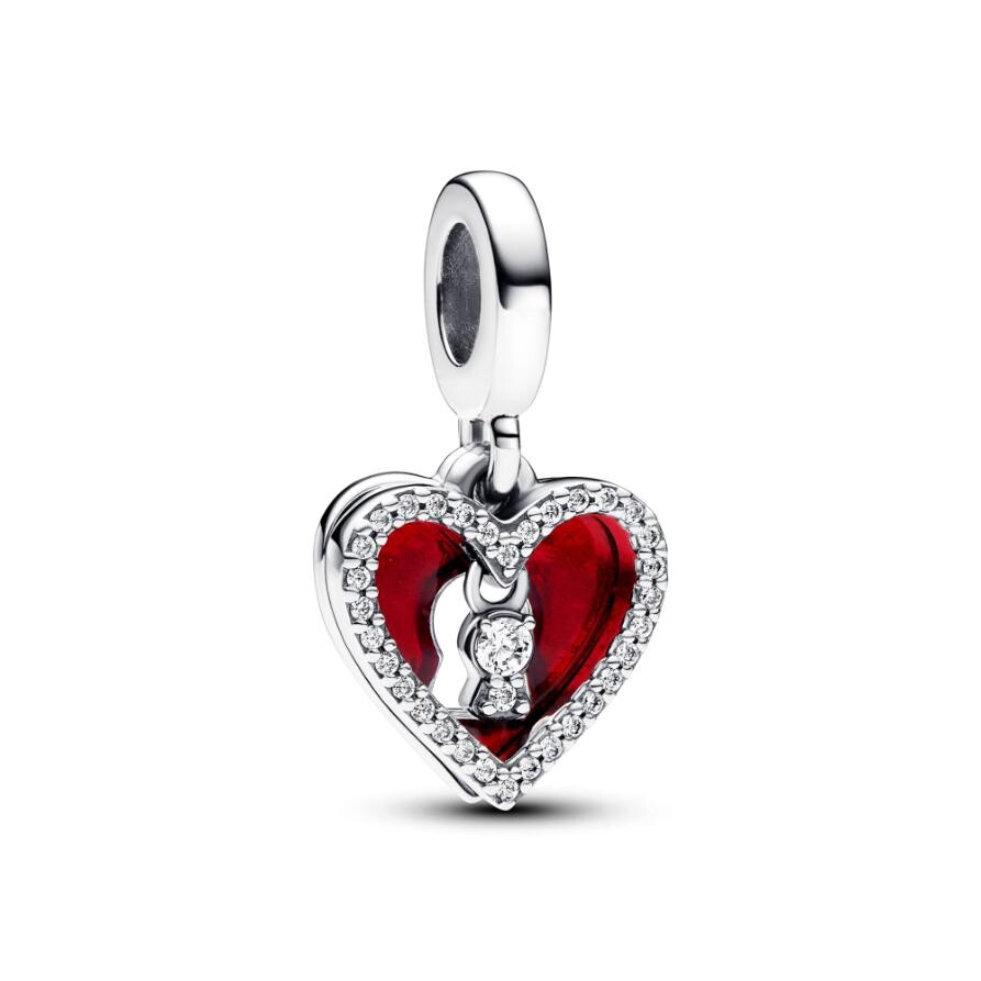 

Шарм Red Heart & Keyhole Double Dangle Pandora, стерлинговое серебро