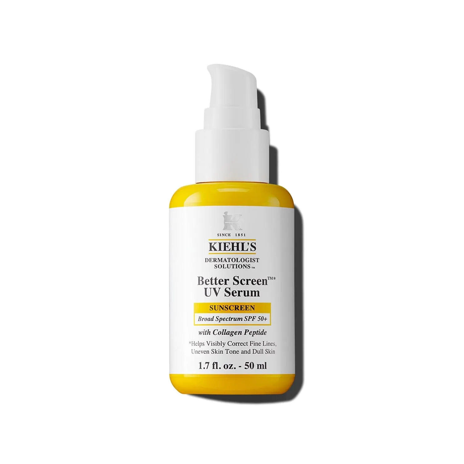 Kiehl's Better Screen UV Serum SPF 50+, невидимый солнцезащитный крем для лица с коллагеновыми пептидами, защищает от UVA и UVB, корректирует видимые признаки старения, повышает сияние кожи 50 мл (1 шт.)