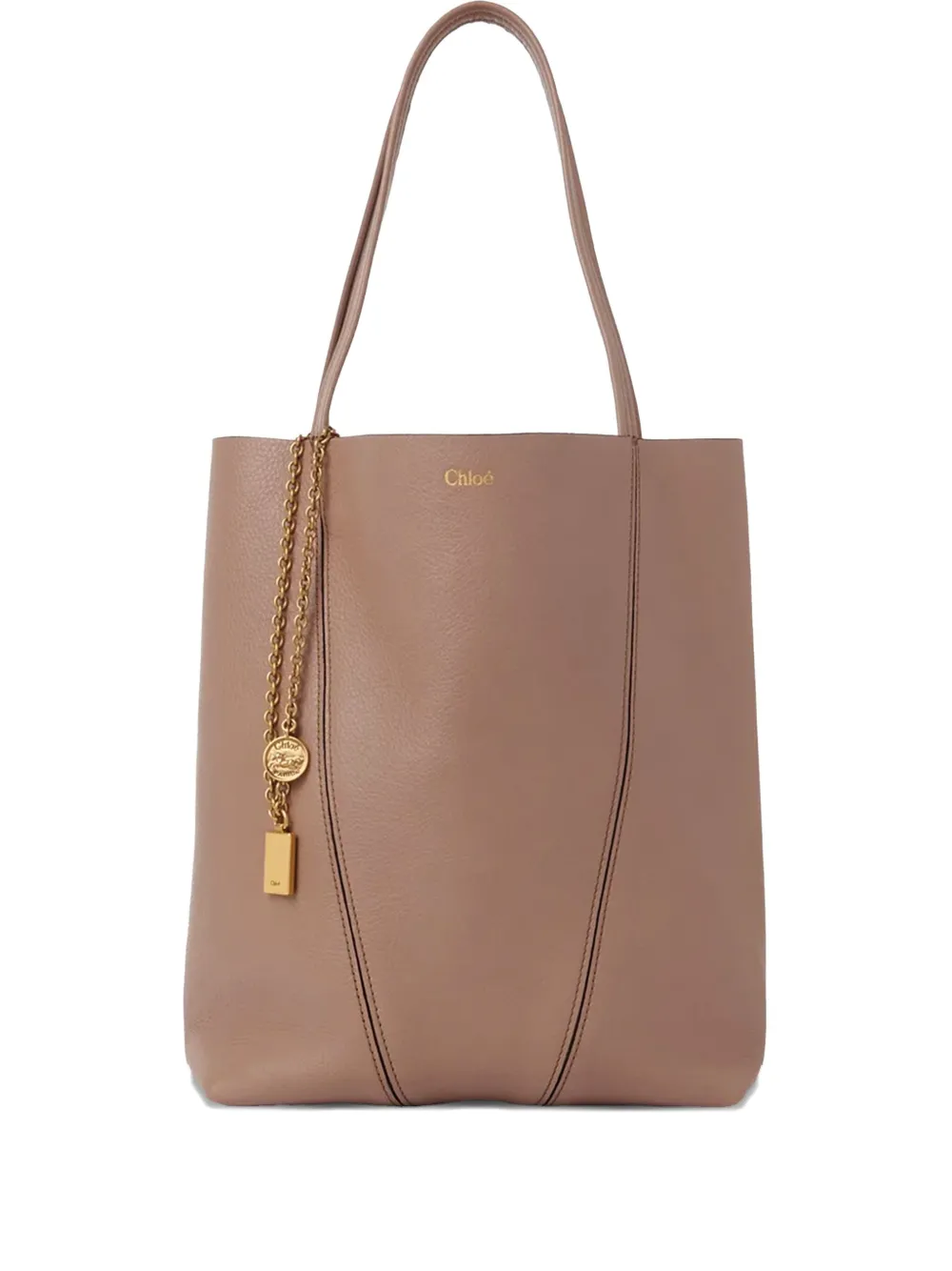 

Сумка-тоут средней длины Spin из кожи с цепочкой CHLOÉ, розовый