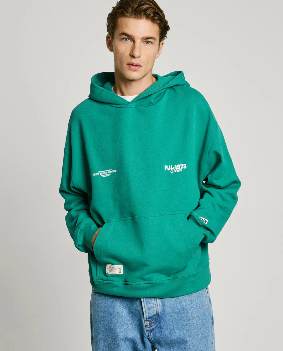 

Мужская толстовка с капюшоном и принтом на спине Pepe Jeans, зеленый