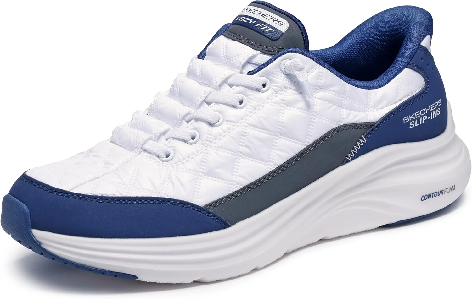 Мужские обувь Skechers Contour Foam с удобной посадкой и легким надеванием, белый/синий