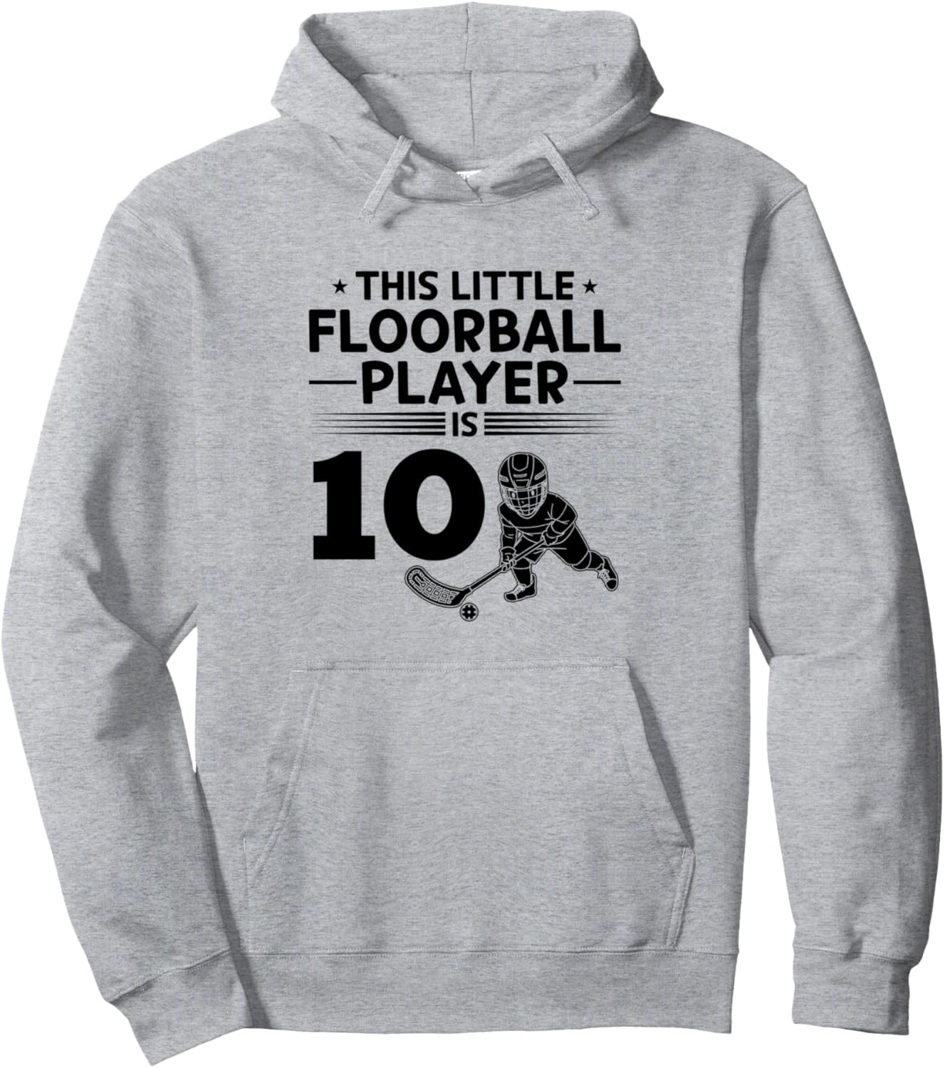 

Этот маленький игрок в флорбол - 10-летний мальчик по имени Худи 10 Year Old Floorball Player 10Th Birthday Party, серый