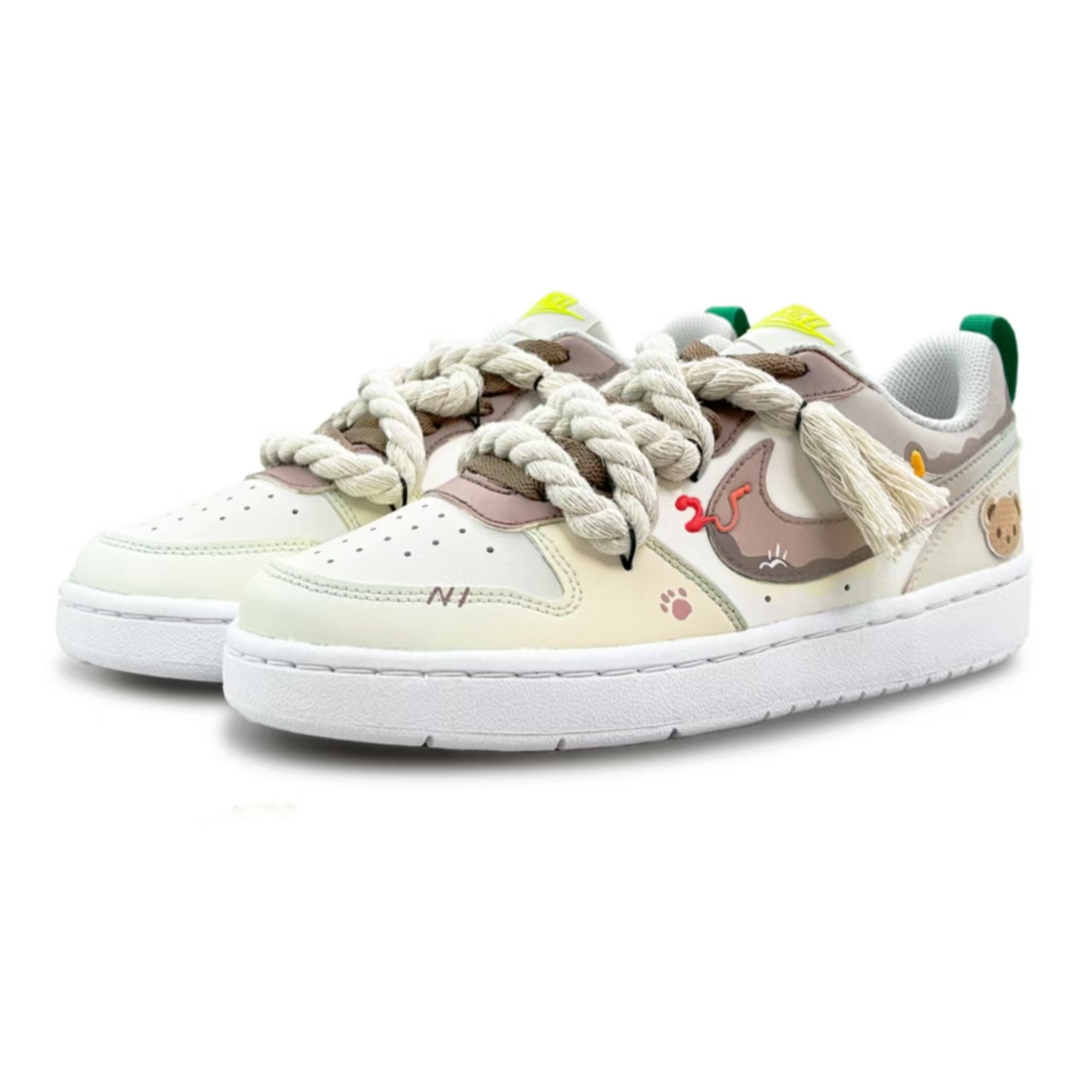 Nike Court Borough амортизирующие износостойкие низкие детские скейтбординговые туфли beige brown для подростков — фото 4