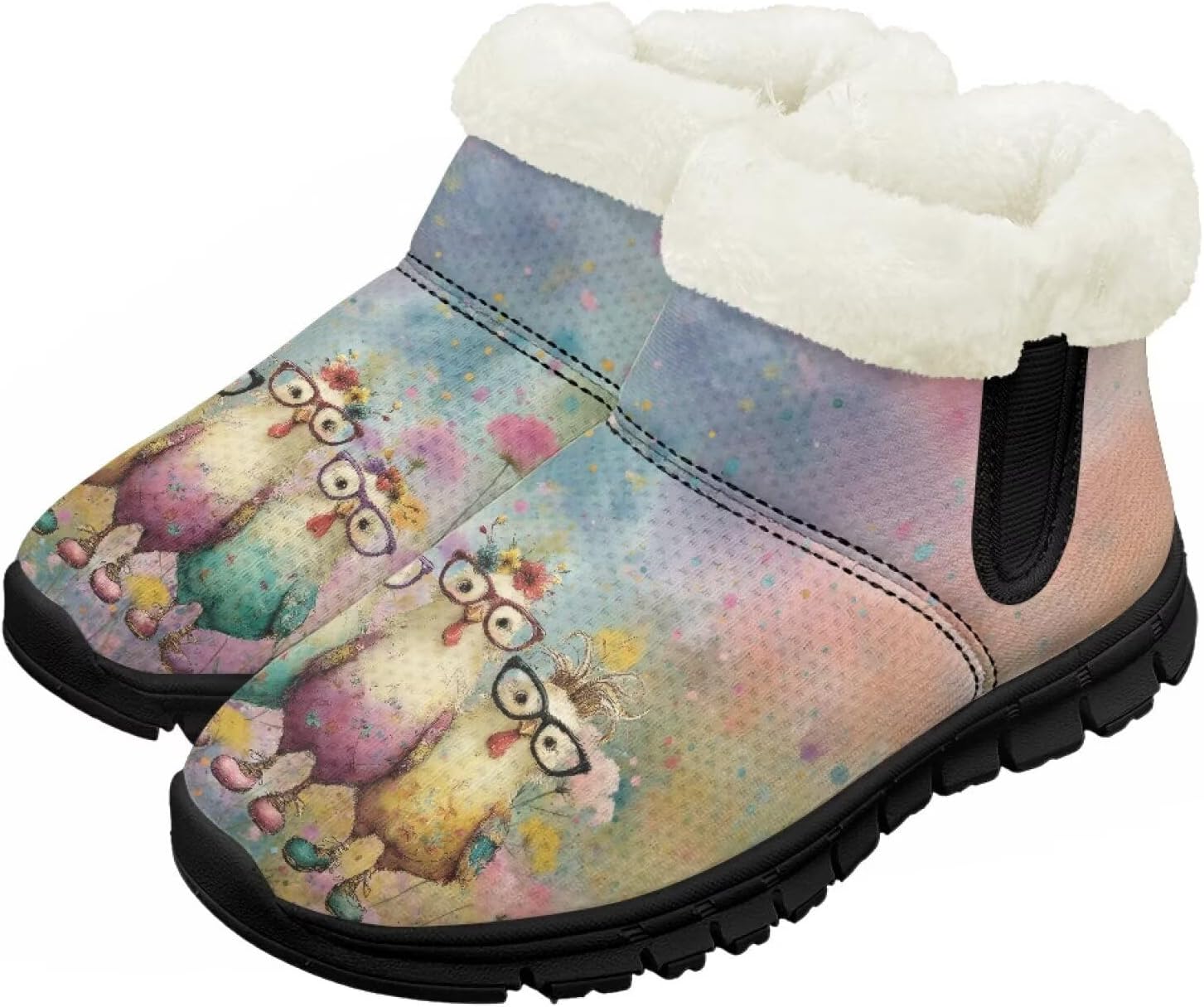 

Девочки Мальчики Зимние Сапоги Сноубутсы для Малышей Теплая Обувь с Меховой Подкладкой Модные Ботильоны Нескользящая Обувь Chririnla, Funny Rooster