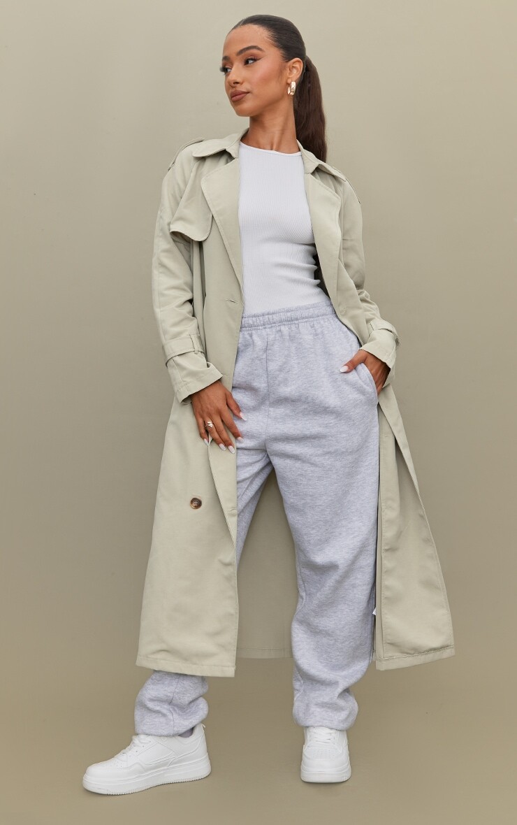 

PrettyLittleThing Объемный тренч Petite оливкового цвета, Зеленый, PrettyLittleThing Объемный тренч Petite оливкового цвета