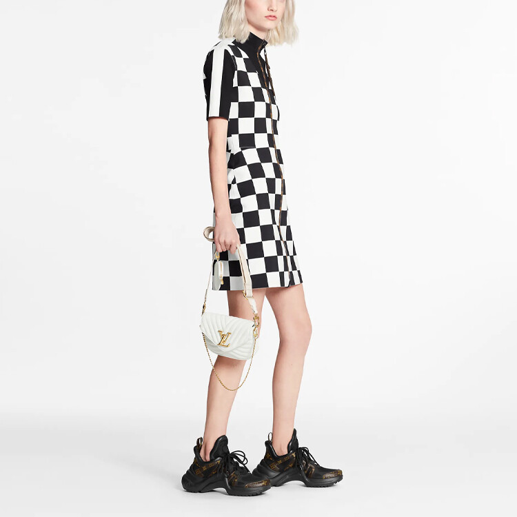 Платье женское Louis Vuitton в клетку, белый / черный — фото 3