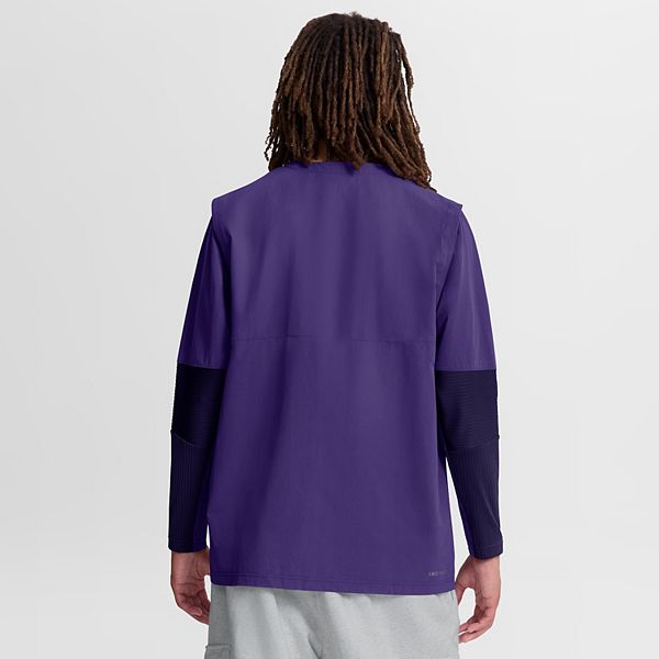 Мужская фиолетовая ветровка LSU Tigers Dugout Dri-FIT с длинным рукавом и четверть-молнией Nike — фото 3