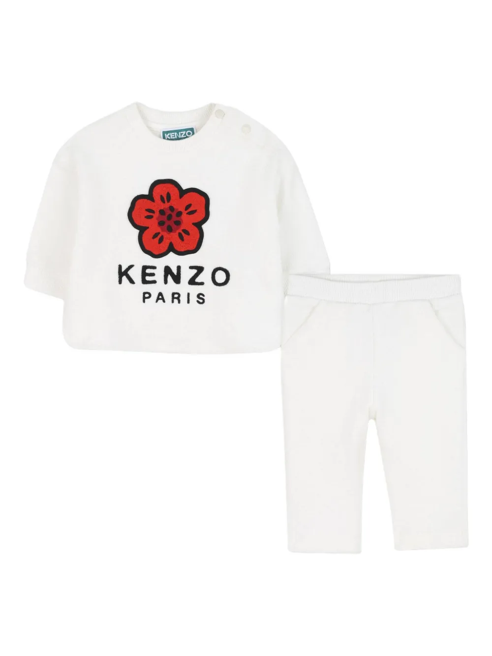 Спортивный костюм Boke Flower с длинными рукавами Kenzo Kids, белый — фото 4