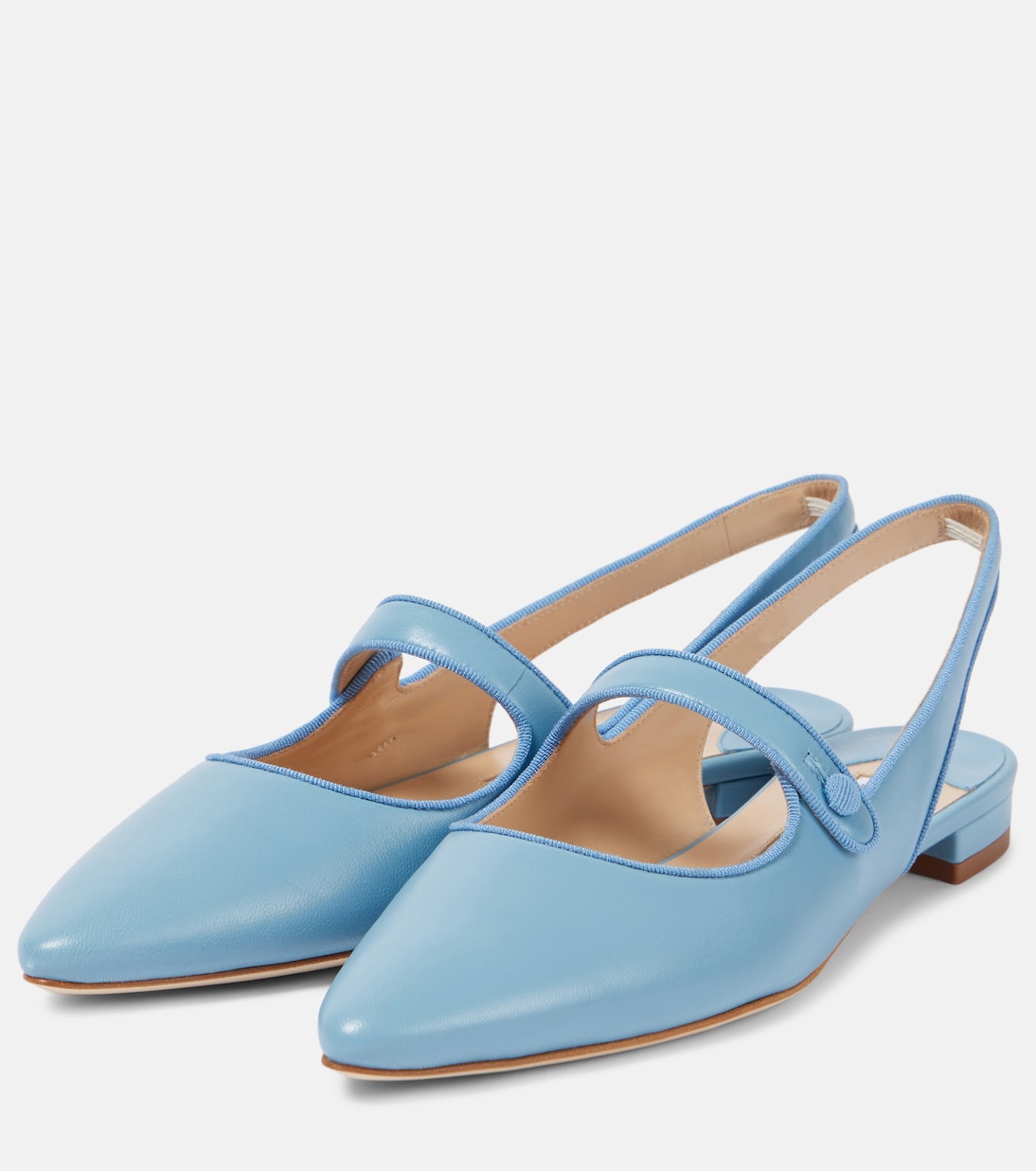 Кожаные балетки Campariflatsli на ремешке Manolo Blahnik, синий — фото 4