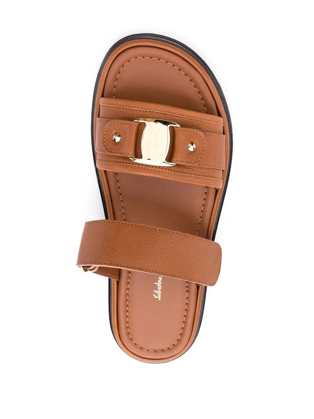 Ferragamo Vara Touch-Strap Sandals Salvatore Ferragamo, бежевый/коричневый — фото 4