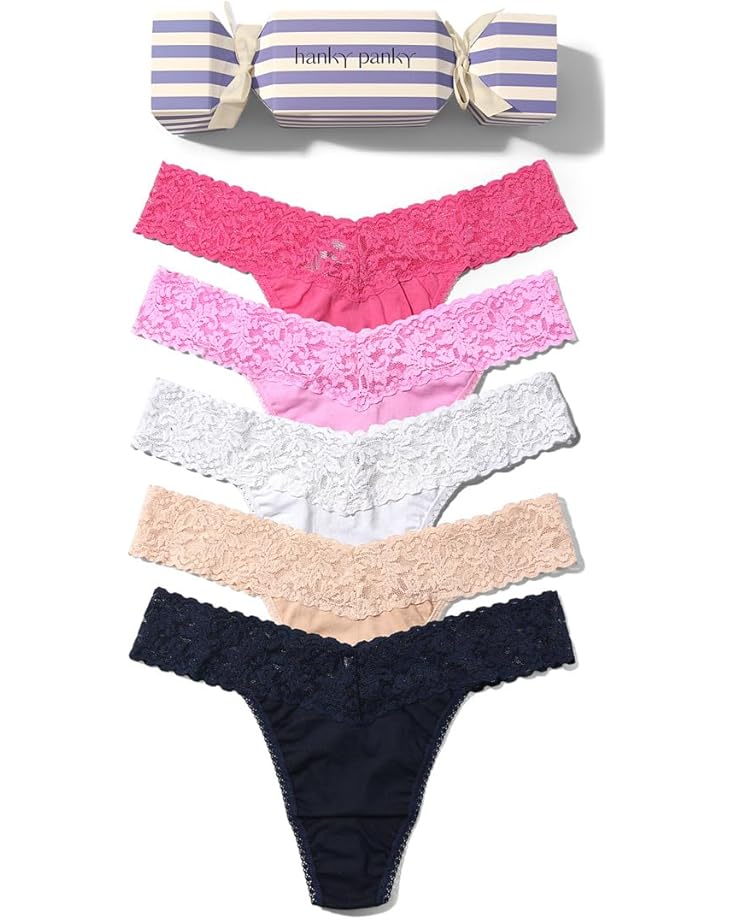 

Женские стринги Hanky Panky Supima Cotton Original Rise 5 шт, Wild Pink/Lotus Flower Pink/Chai/White/Dove Grey