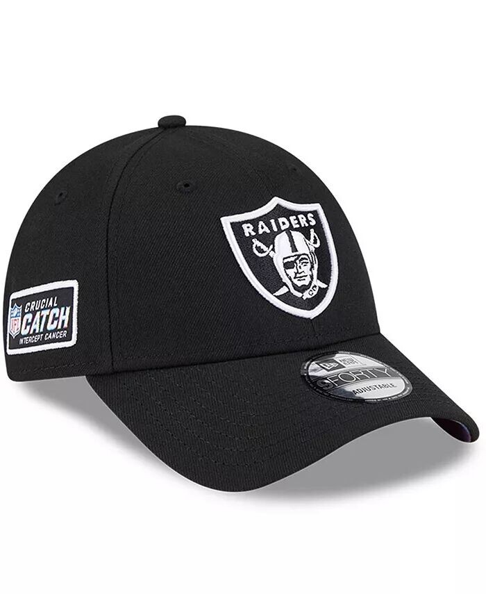 

Мужская черная регулируемая кепка Las Vegas Raiders 2023 NFL Crucial Catch 9FORTY New Era, черный