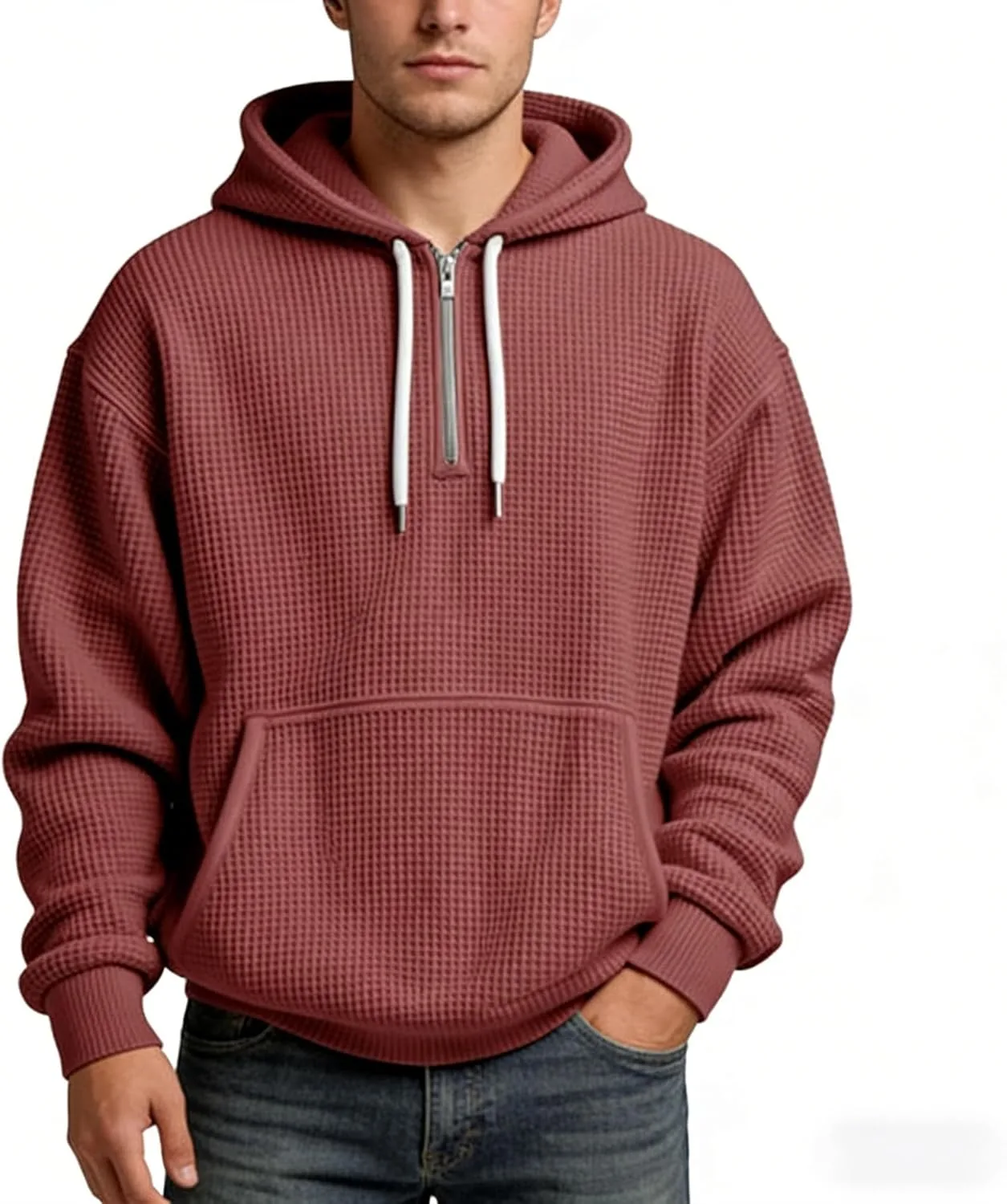 Толстовка мужская Knit Hoodie Pullover Quarter Zip — фото 4