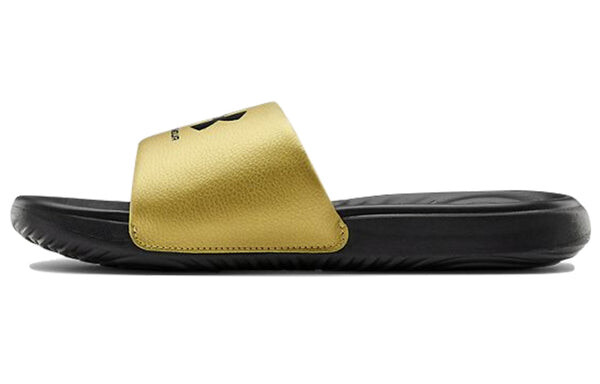 Тапочки ansa fixed slides 'black metallic gold' Under Armour, золотой — фото 2