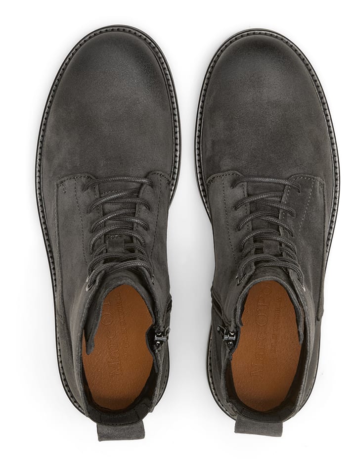 Marc O'Polo Shoes Кожаные сапоги антрацитового цвета — фото 4