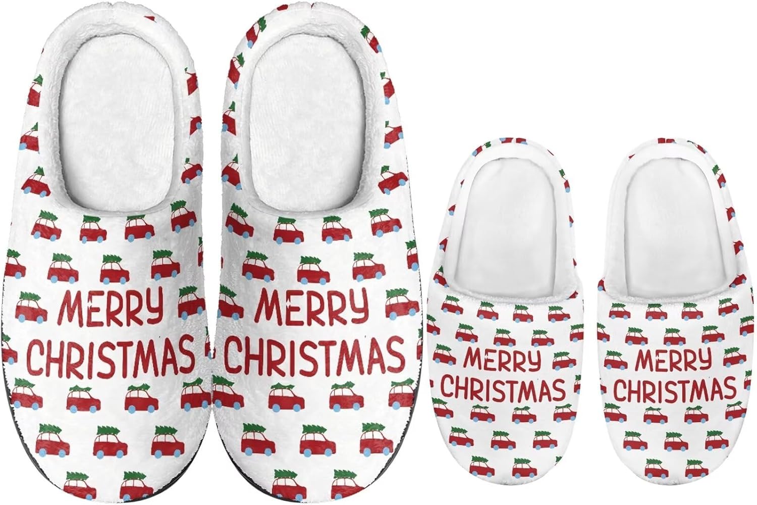 

Рождественские тапочки для всей семьи с подошвой TPR для мужчин и женщин, домашние/тапочки, пушистые с резиновой подошвой Dngkaoje, белый