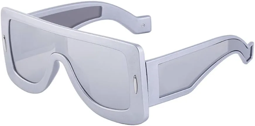 

MUTYNE Модные цельные солнцезащитные очки большого квадратного размера для женщин, винтажные солнцезащитные очки с заклепками, сексуальные женские очки UV400, Silver