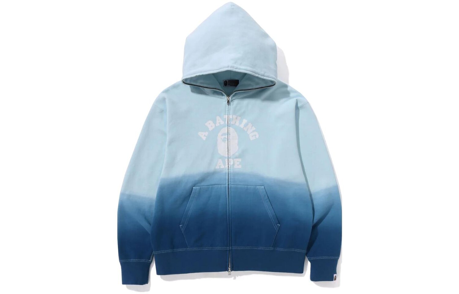 

Толстовка свободного кроя с капюшоном на молнии BAPE College Gradation A Bathing Ape, синий