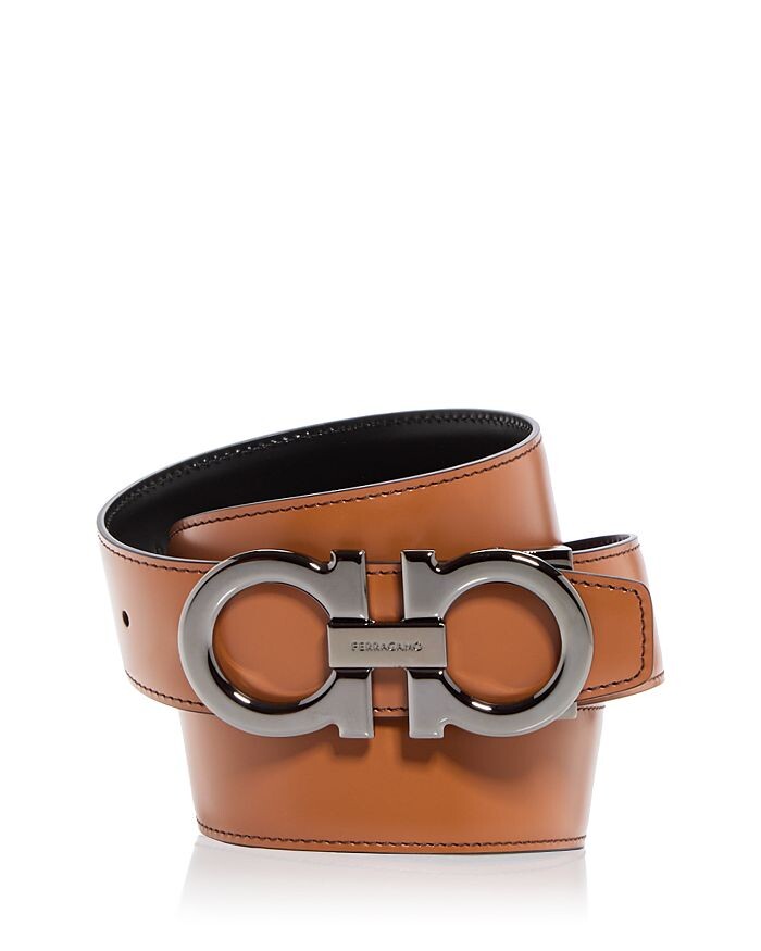 

Мужской двусторонний кожаный ремень Ferragamo Double Gancini, коричневый