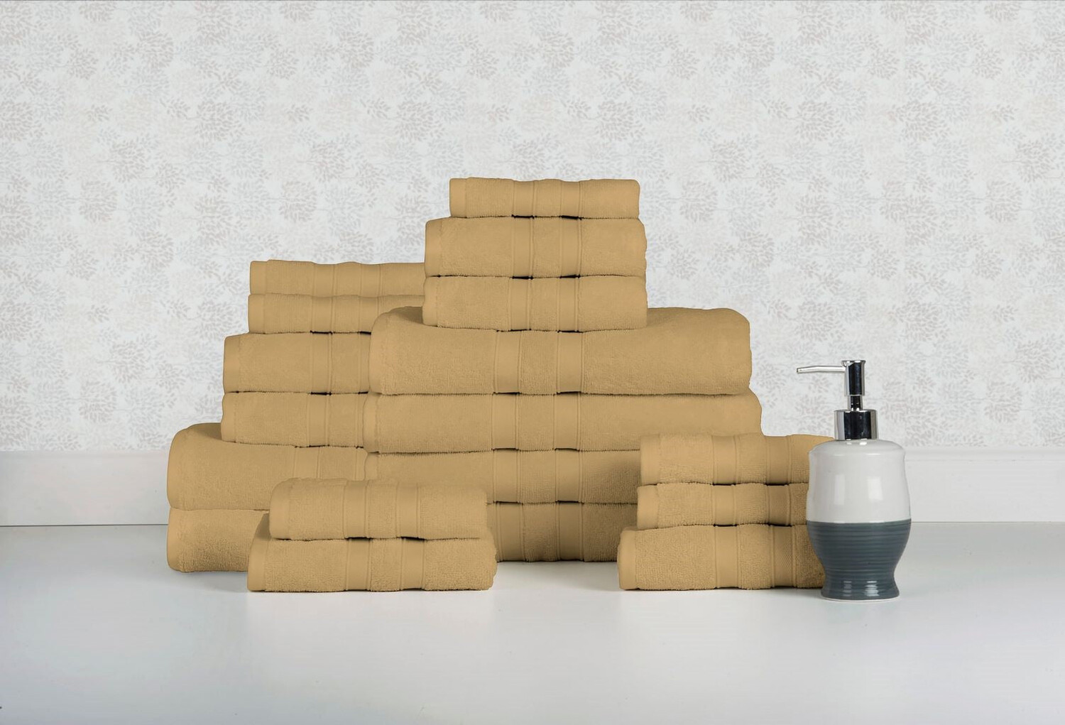 

Bibb Home Набор полотенец из египетского хлопка, 18 предметов, цвет Solid Linen
