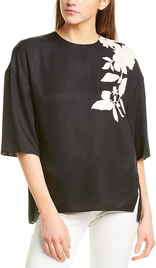 

Vince женская футболка из сатина с цветочным принтом