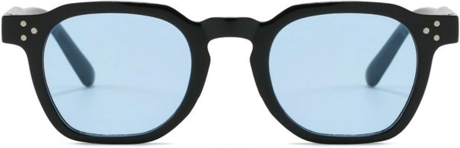 

Willochra Модные женские квадратные солнцезащитные очки в стиле ретро с заклепками Мужские трендовые сине-зеленые оттенки Солнцезащитные очки с защитой от УФ-излучения UV400 Многоугольные солнцезащитные очки, C2