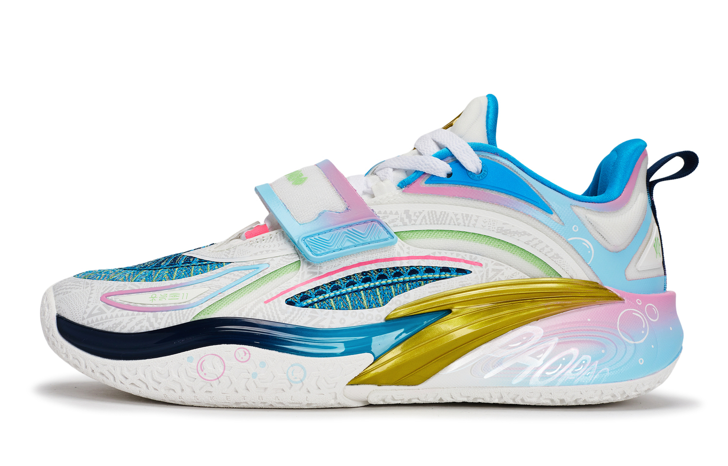 

ANTA KAI 1 нескользящие устойчивые к истиранию низкие баскетбольные кроссовки мужские white pink blue gold