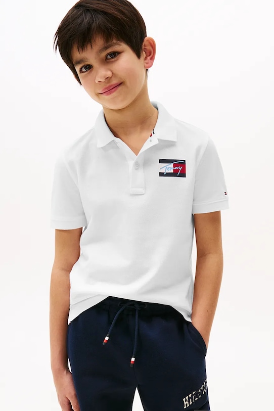 

Хлопковая детская поло Tommy Hilfiger, белый