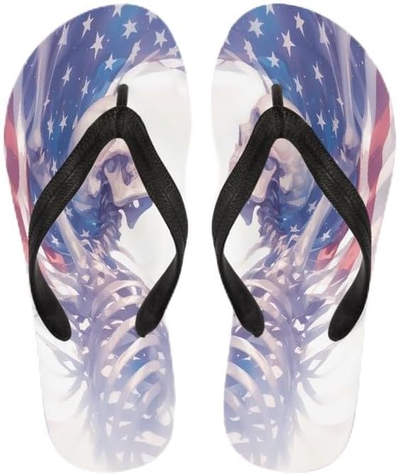 

Сандалии-вьетнамки Semiouray с черепом для женщин, готические с бабочкой, классические шлепанцы для пляжа, удобные мужские сандалии-вьетнамки, Skull American Flag