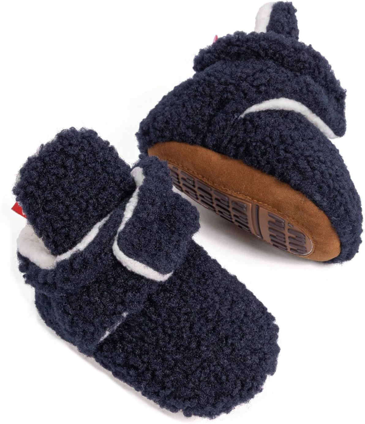 

HsdsBebe Унисекс Новорожденные Детские Хлопковые Пинетки с Нескользящей Подошвой для Малышей Мальчиков и Девочек Зимние Теплые Флисовые Носочки-Обувь, 2210/Navy Blue-Rubber Sole