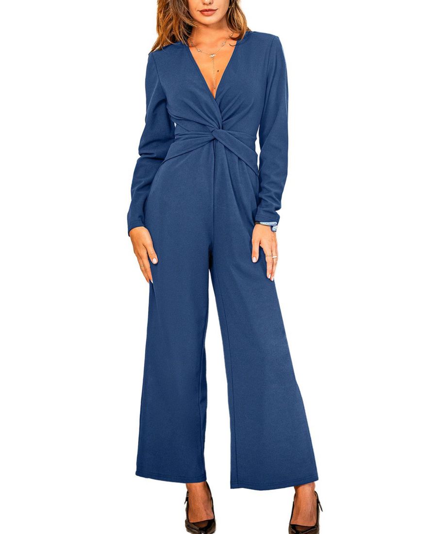

Элегантный женский комбинезон с широкими штанинами и перекрученным передом Cupshe, Dark blue
